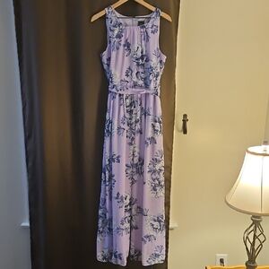 Floral Purple Sleeveless Maxi Dress, Size 10